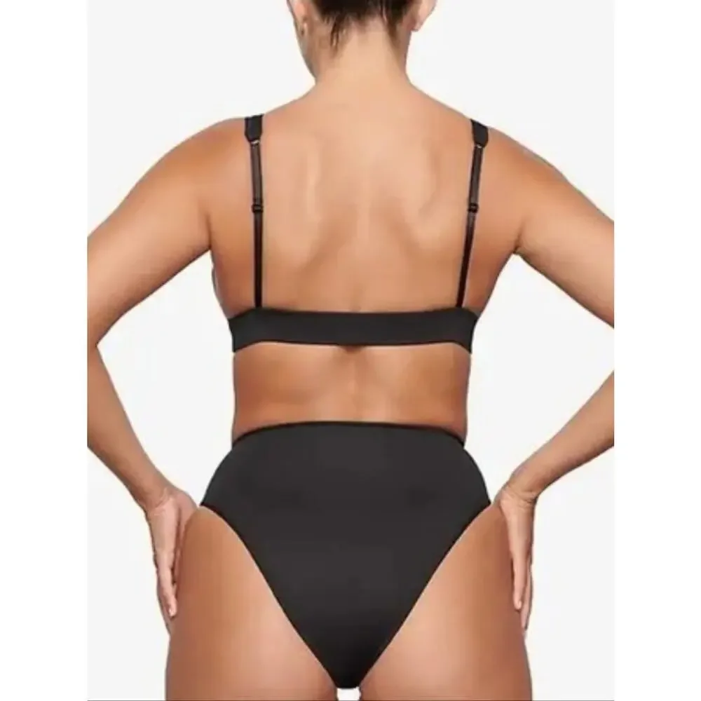 NWT SKIMS Recycled Swim Black Bikini Set Sz Lg